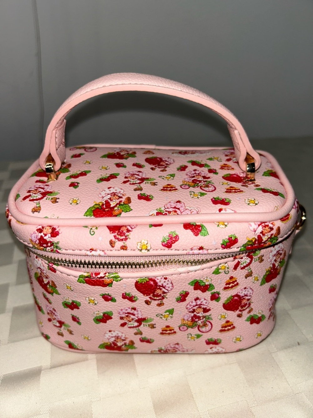 Skinny Dip Strawberry-Print Top-Handle Cosmetic Case